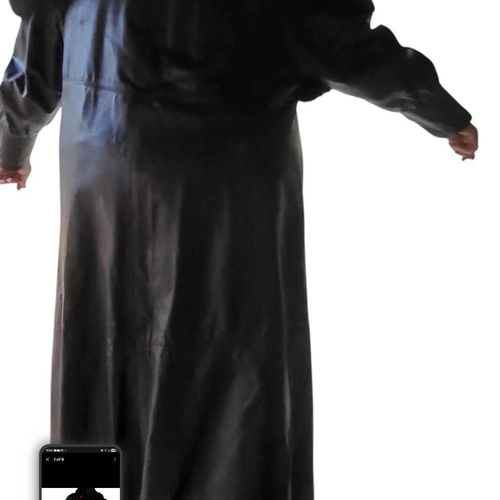 Vintage Lucia Rossi Leather Coat Fox Fur Trim Collar Plus Size